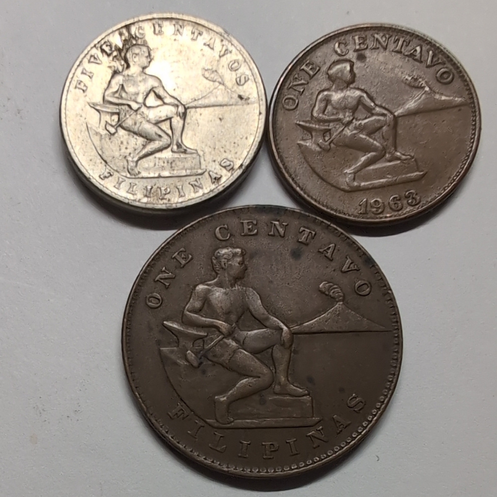 Philippines 1944 5 Centavo 1963 One Centavo 1944 One Centavo Coins Vintage